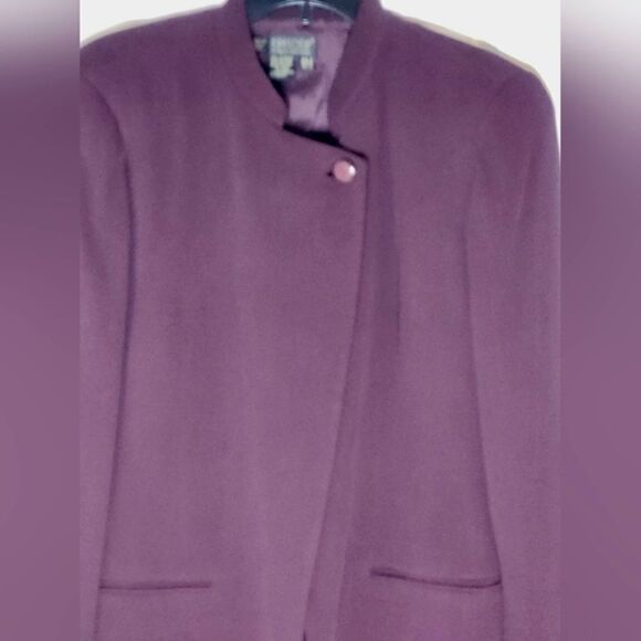Vtg Episode 6 Black Raspberry 1 Button 100%SILK Lined Ribbed Knit Women Blazer - Picture 5 of 9
